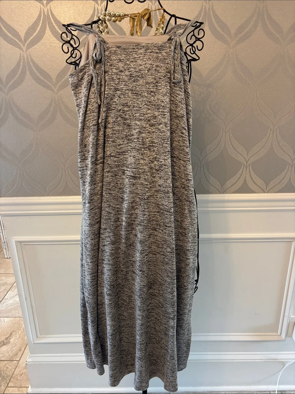 Isobella & Chloe Gray Leopard-Accent Cold-Shoulder Kids Dress